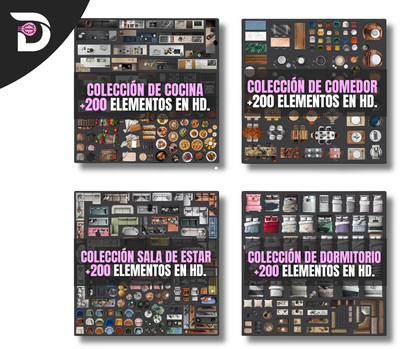 Colección +2000 Bocetos de Muebles y Texturas PNG