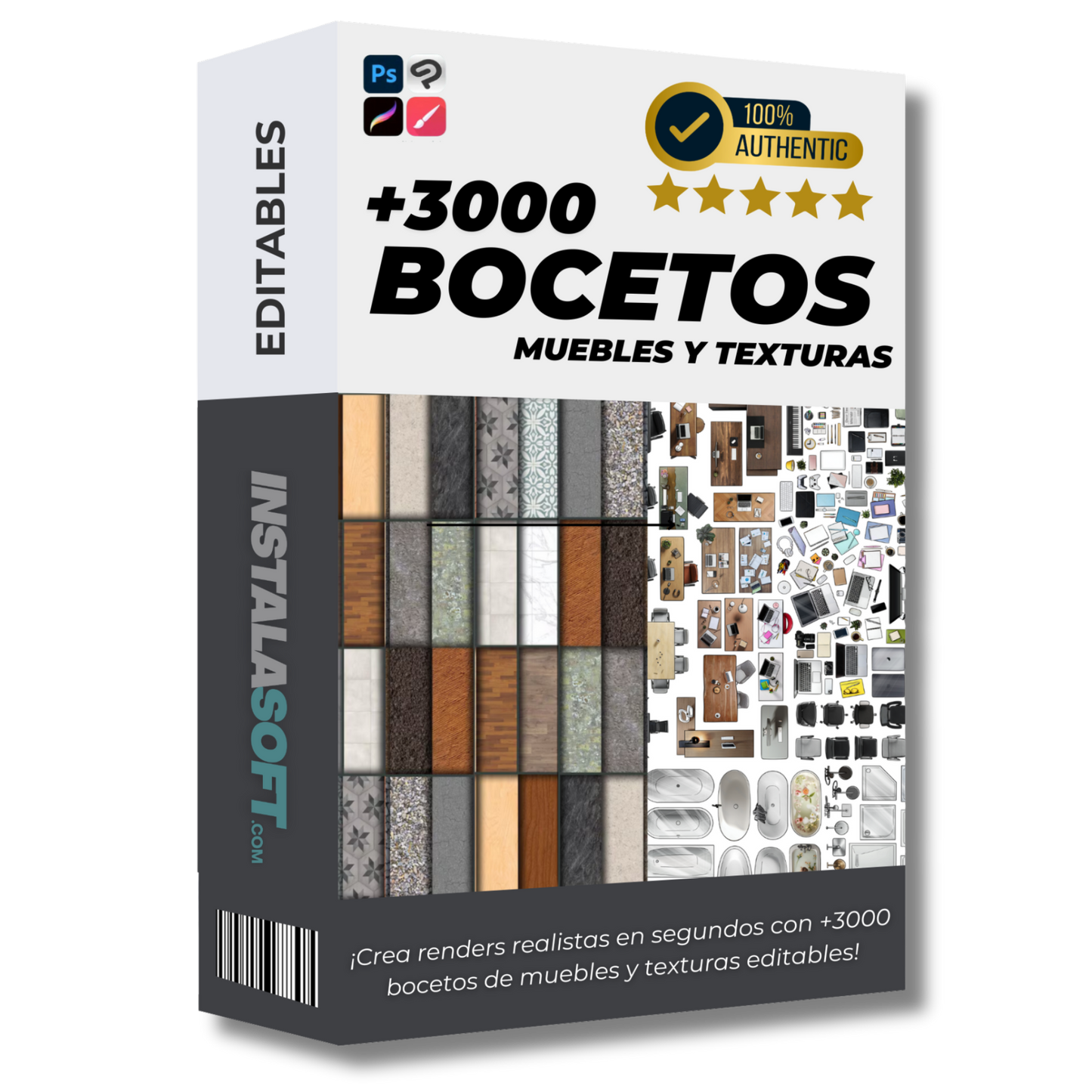 Colección +2000 Bocetos de Muebles y Texturas PNG