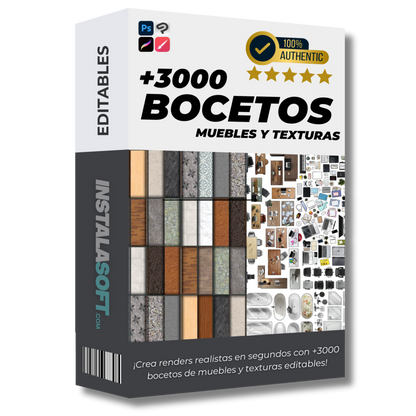 Colección +2000 Bocetos de Muebles y Texturas PNG