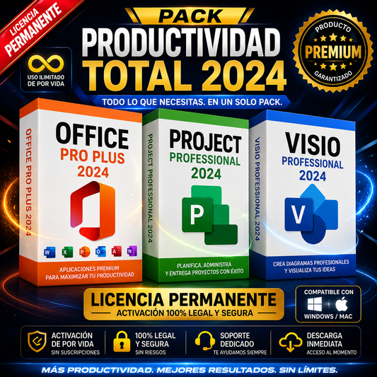 Pack Office+Project+Visio 2024 / Suscripción (Permanente) (1) PC