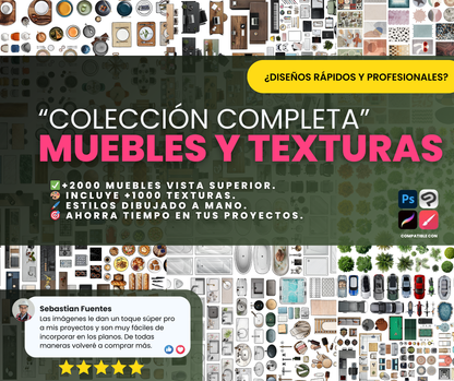Colección +2000 Bocetos de Muebles y Texturas PNG